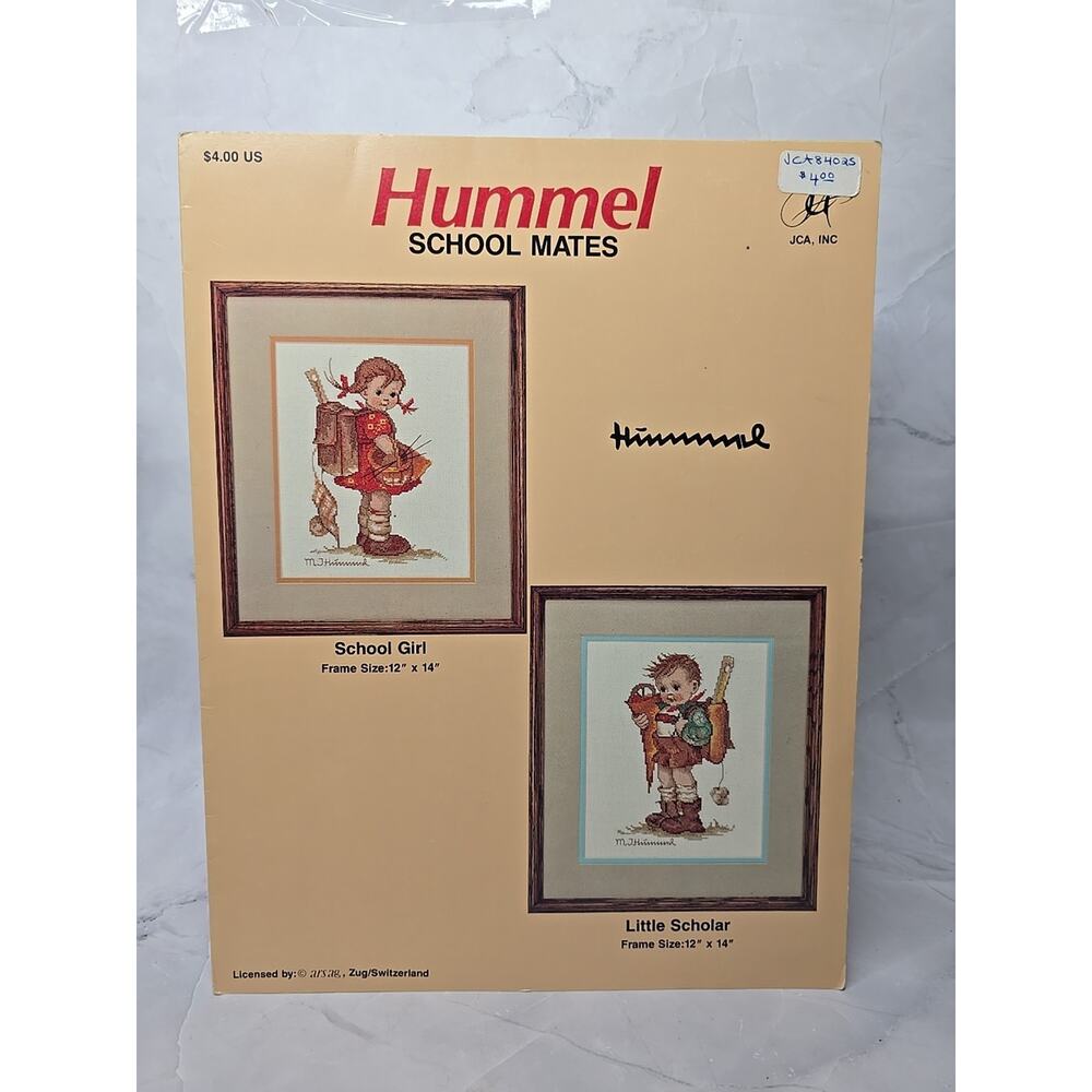 Vintage JCA Counted Cross Stitch Hummel School Mates Leaflet Charts